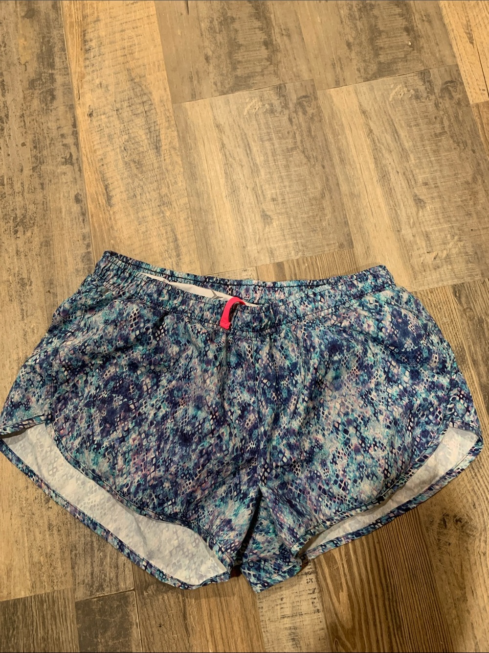 Old Navy Blue Multi-Print Athletic Shorts with Pink Drawcord